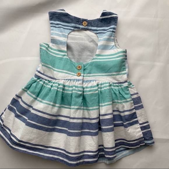 Old Navy Toddler Girls Blue/Green/White Sleeveless Striped Dress 12-18M - Picture 8 of 12